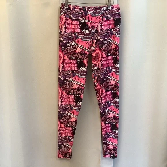 Luv21 Leggings Women’s Regular Size 2-10 Yoga High Waisted Biker Babe Pattern - Picture 2 of 7